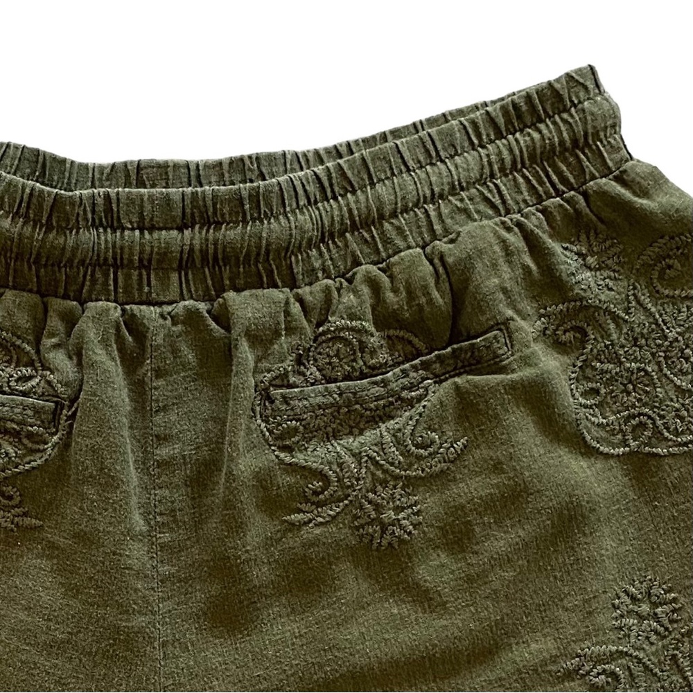 Anthropologie Embroidered Linen Drawstring Shorts - Picture 9 of 13